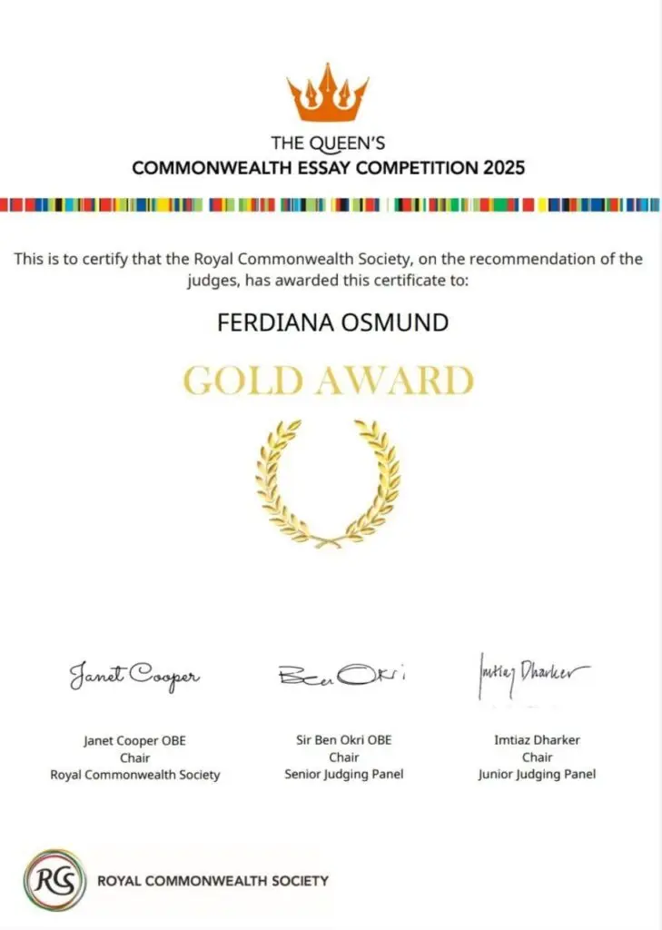Esei Huminodun oleh Ferdiana Osmund yang memenangi Anugerah Emas Commonwealth Essay Competition.