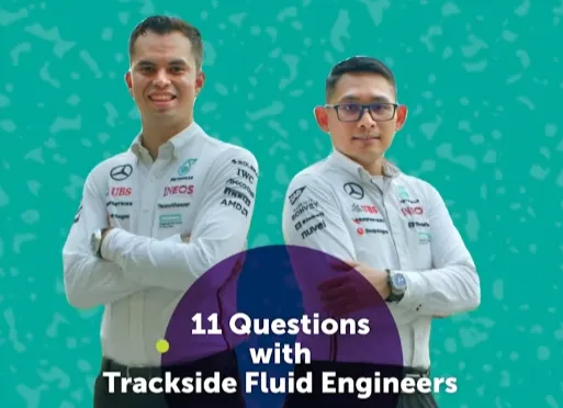 Petronas F1 trackside fluid engineers Mercedes AMG team interview about Formula 1 engineering