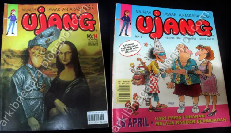 Majalah Ujang edisi lama Malaysia dengan ilustrasi kartun humor popular
