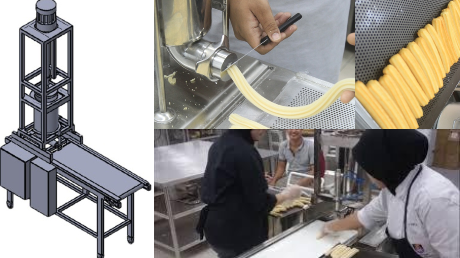 mesin churros automatik menghasilkan churros secara konsisten dan dipotong mengikut saiz secara automatik