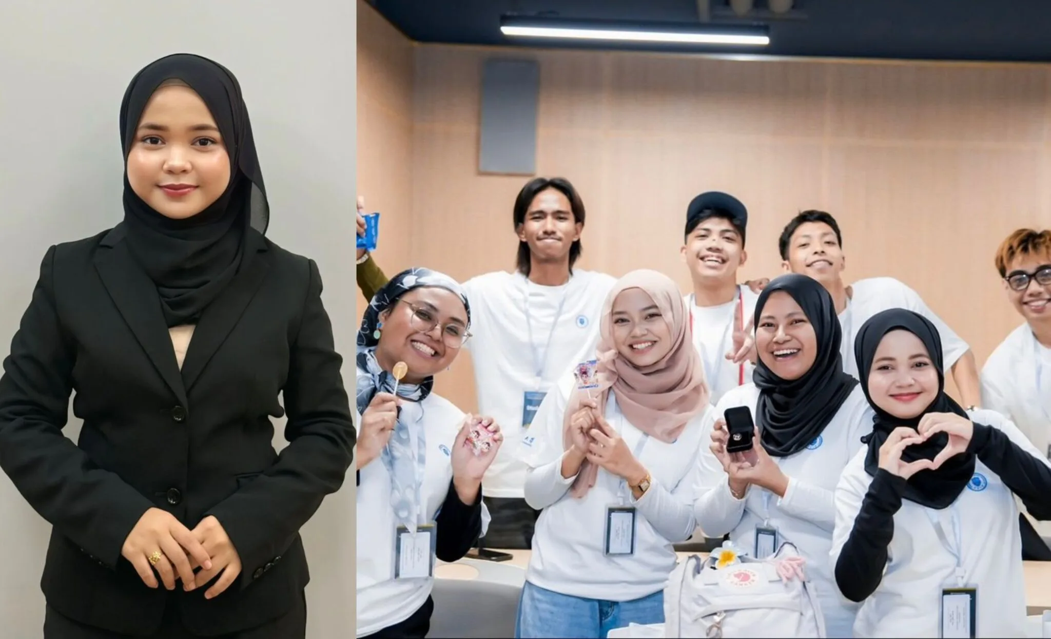 Aqilah bersama pasukan selepas memenangi anugerah kelestarian global di Shenzhen, China