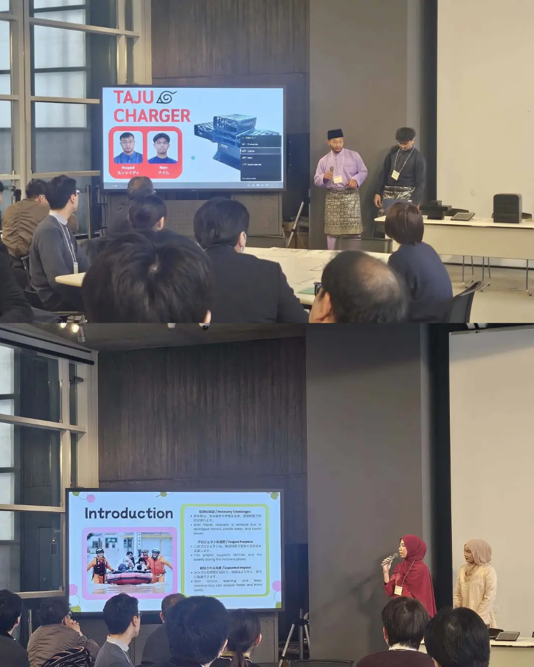 Pelajar UTeM membentangkan inovasi Taju Charger dalam program kolaborasi antarabangsa bersama komuniti Jepun