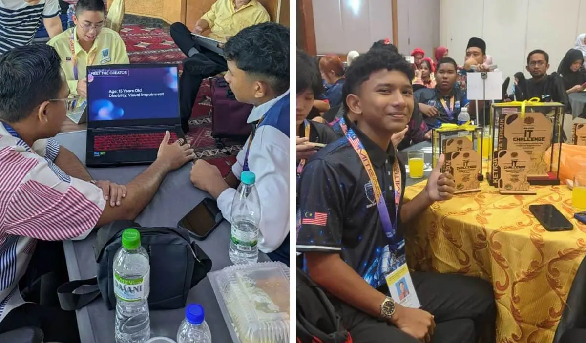 Syakir Nur Isyraf, pelajar pendidikan khas SMK Damak, menyertai cabaran Global IT Challenge dan mempamerkan inovasi teknologi OKU